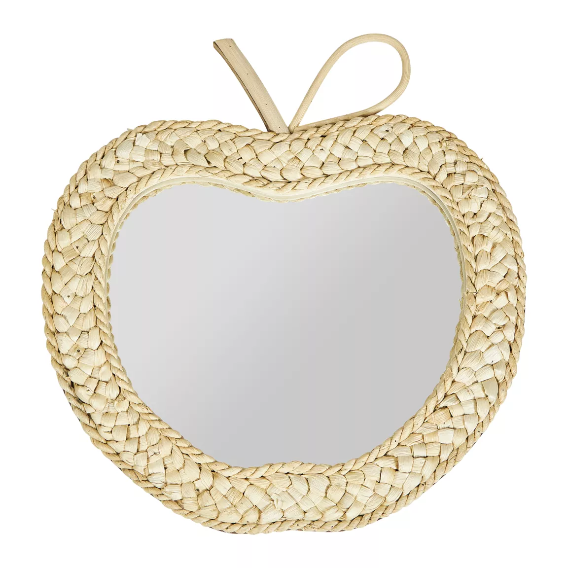 Miroir mural corde tressée (30 x 32 cm) Pomme Beige