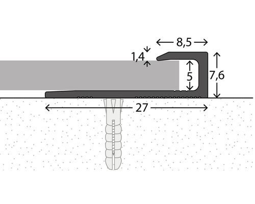 Aluminium eindprofiel, roestvrij staal, 1000 mm