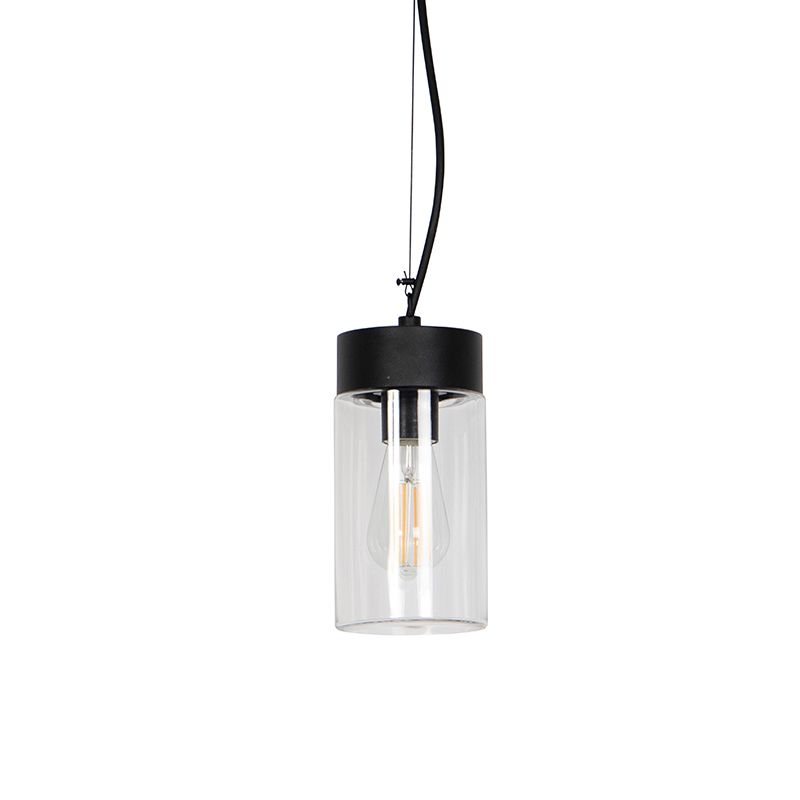 Moderne hanglamp zwart met glas IP44 - Jarra