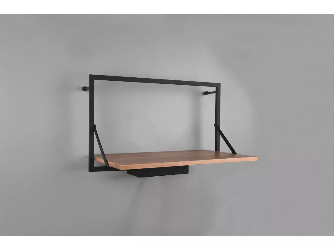 Leonie - Étagère murale avec bande LED - Naturel/Noir - 30x50cm