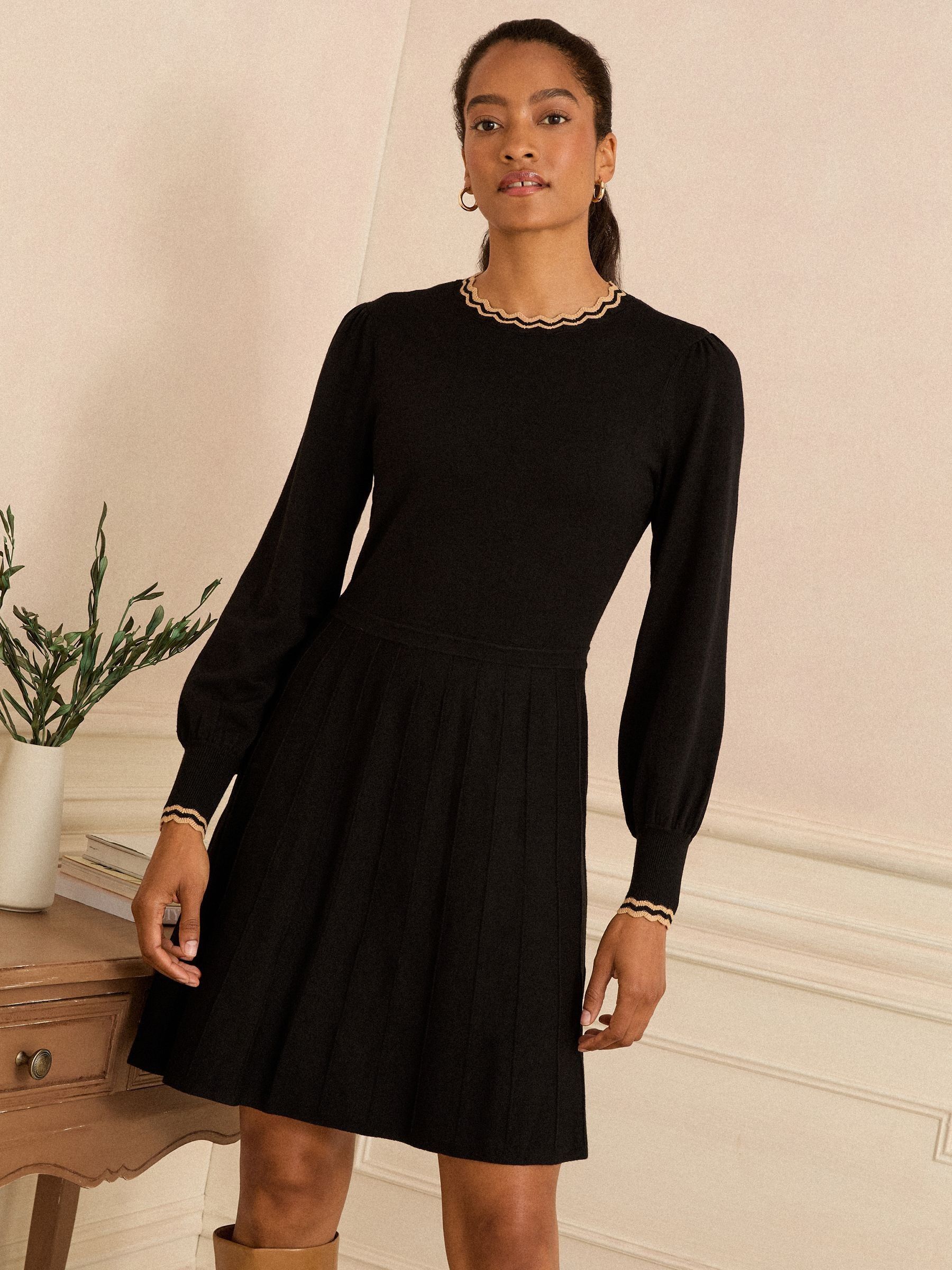 Zwart - Love & Roses Scallop Knitted Mini Dress