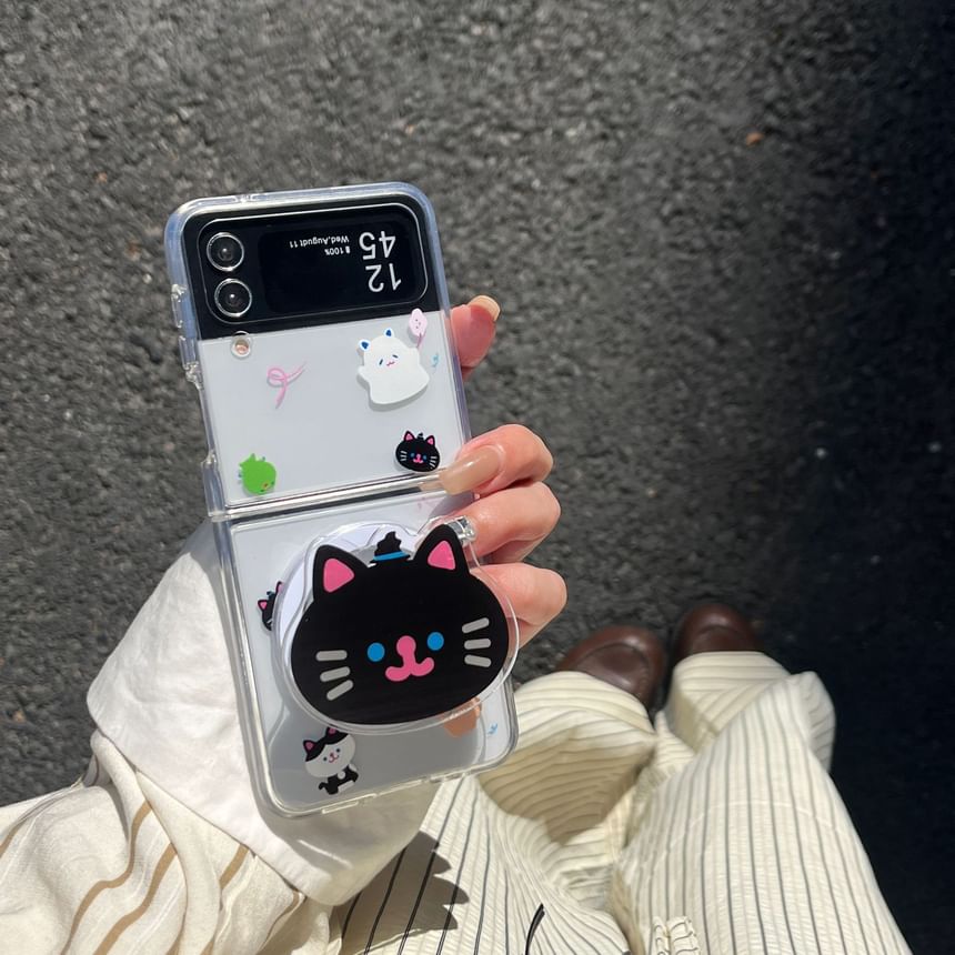 Edgin - Mobiele telefoonhoesje met kattenhouder - Samsung Galaxy Z Flip 3 / Flip 4 / Flip 5