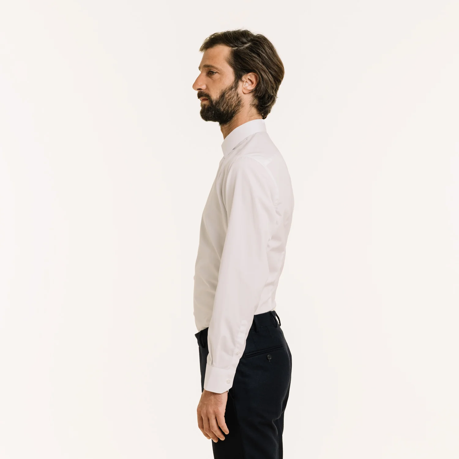 Fitted shirt in white double-twisted poplin