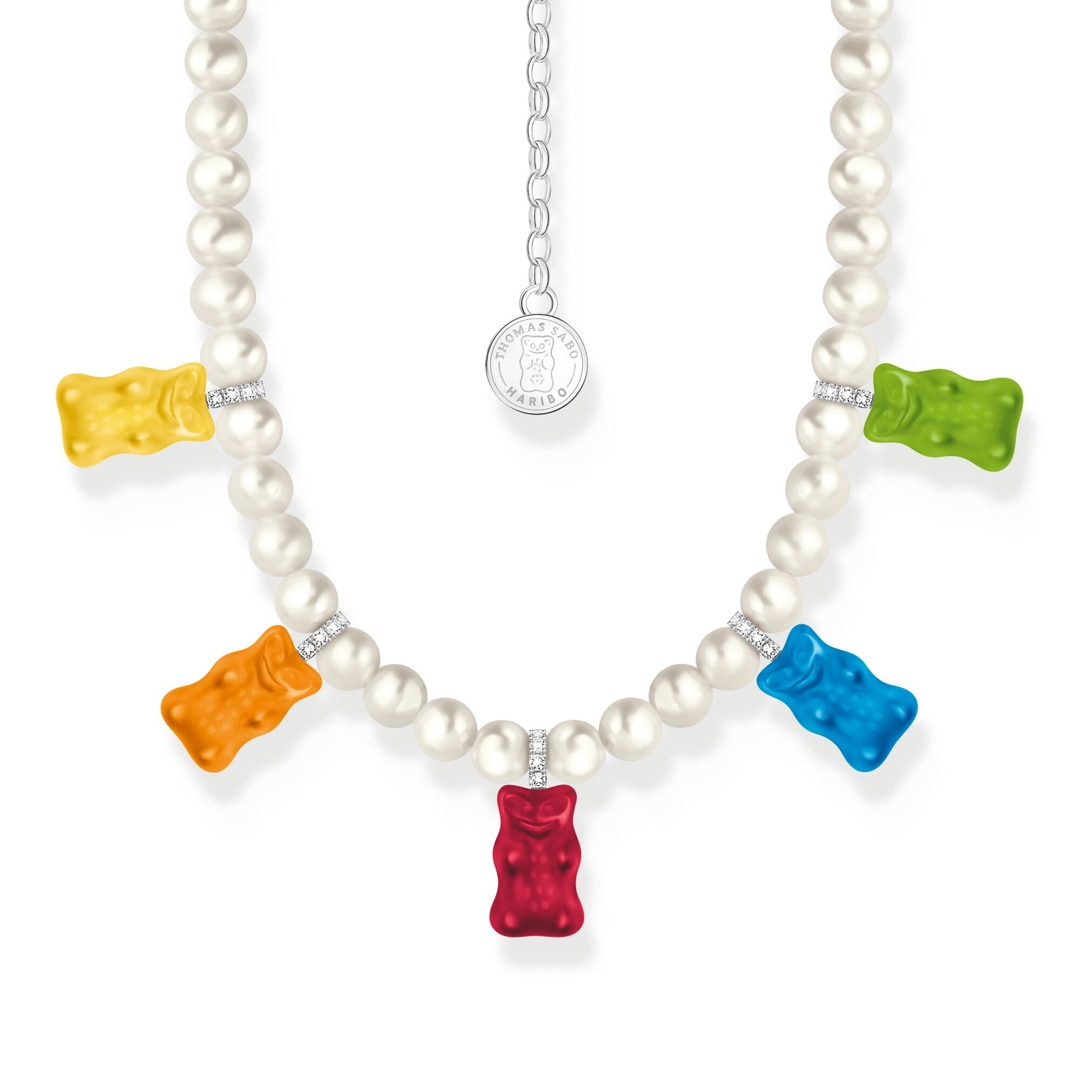Thomas Sabo x HARIBO Perlenkette mit 5 bunten Goldbären Silber