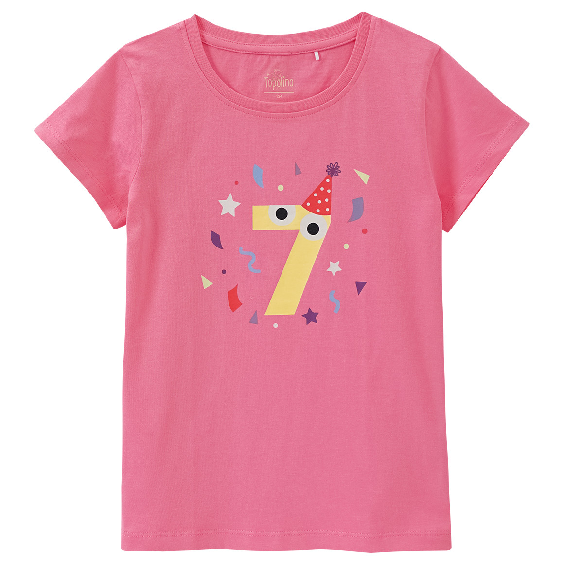 Topolino Mädchen T-Shirt mit Geburtstagszahl 7 pink