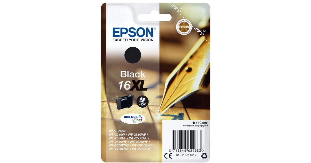 Epson16XL DURABrite inkt  (C13T16314012, Zwart)