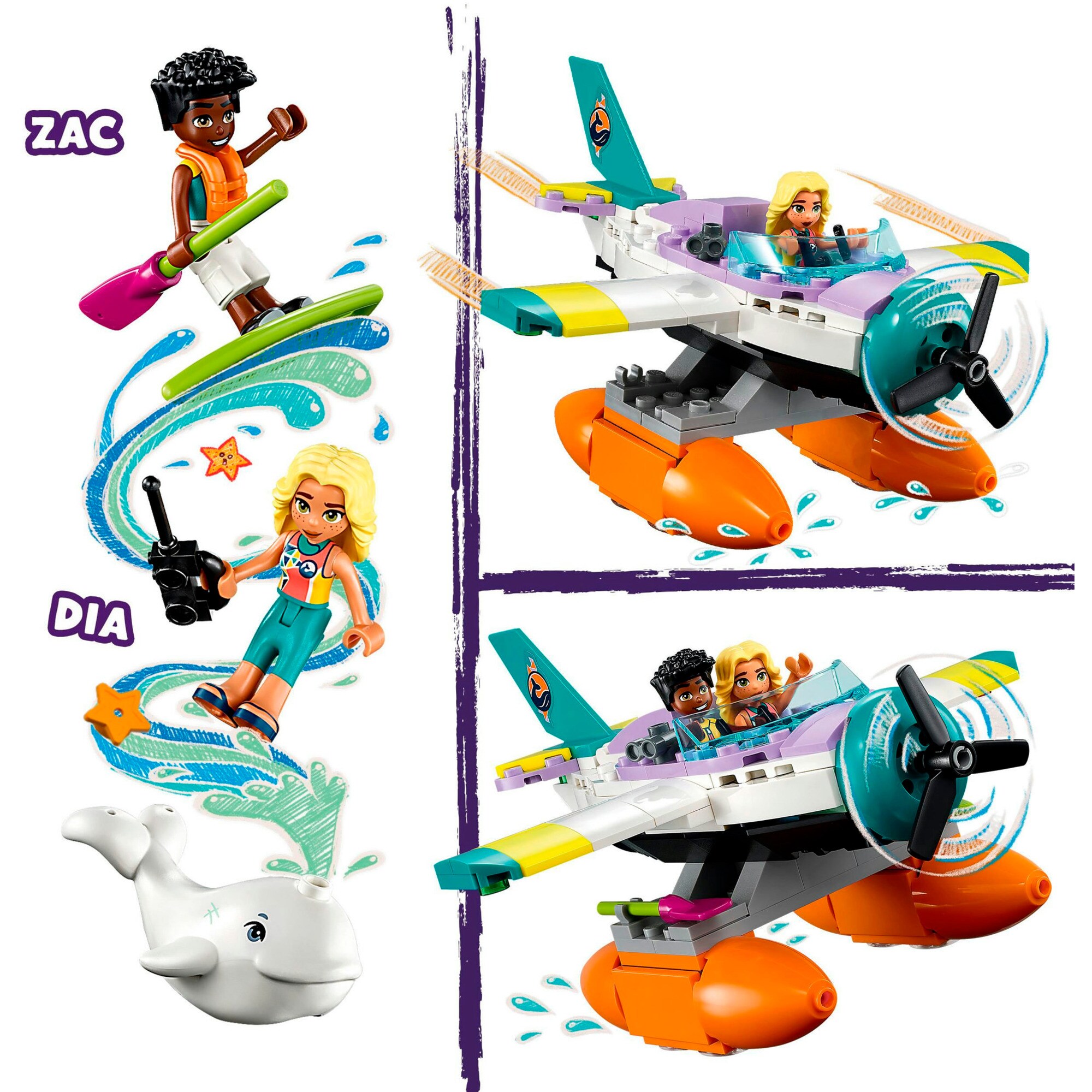 LEGO Konstruktionsspielzeug Friends Seerettungsflugzeug