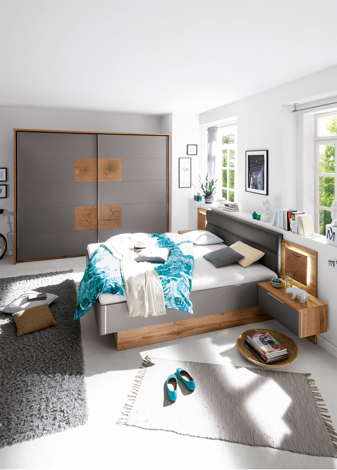 Kleiderschrank Forest Wildeiche Nachbildung/Basaltgrau Nachbildung ca. 270 x 225 x 60 cm