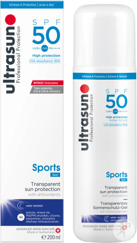Ultrasun Sports Gel Protection Solaire Transparente IP50 Flacon 200ml