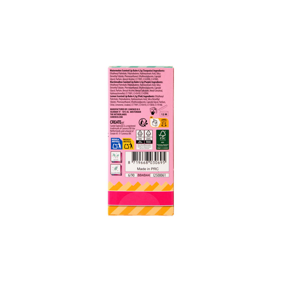 Create It! Candy Explosion lippenbalsem macaron set 3-delig