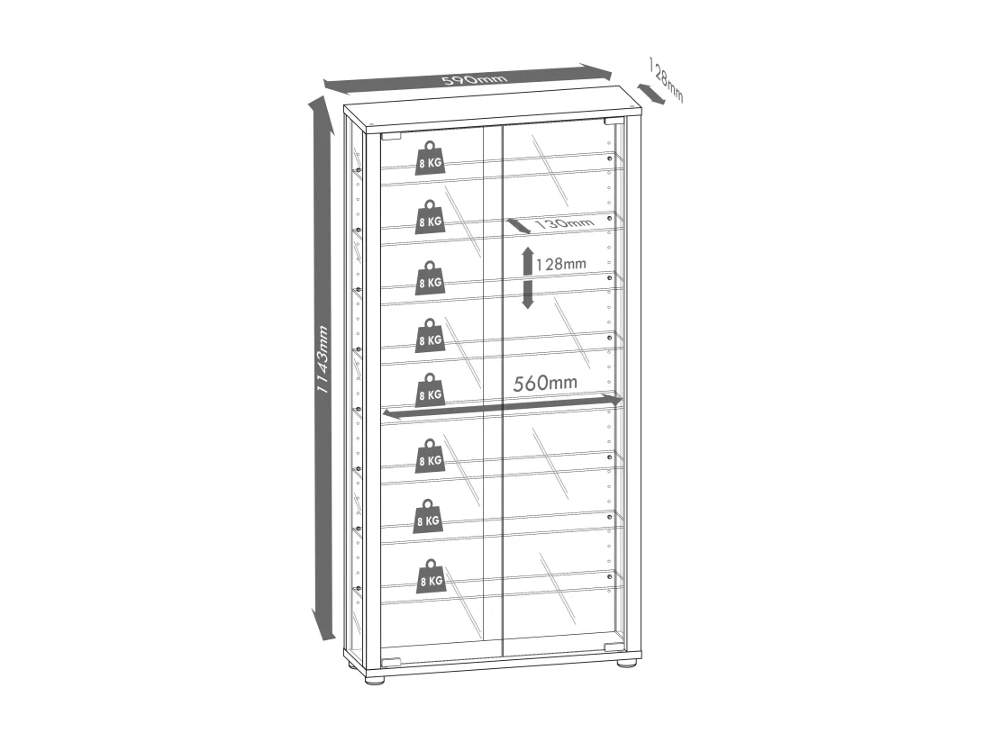 Vitrine sur pied Lumo Maxi miroir
