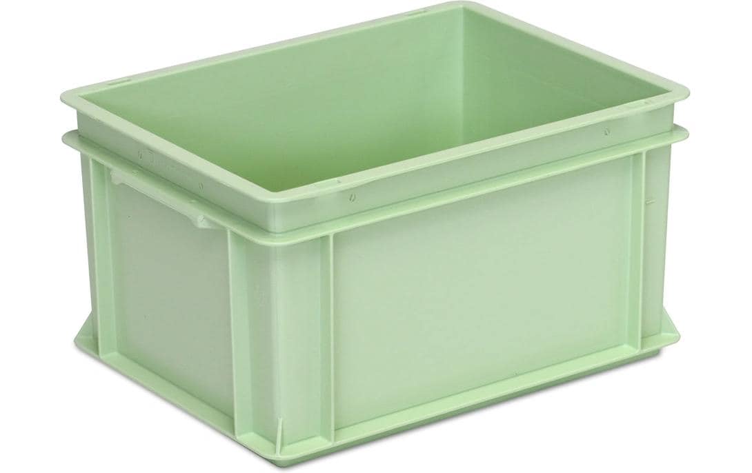 Stapelbehälter RAKO 400 x 300 x 220 mm WeissgrünStapelbox mit Muschelgriffen, 1 Stück, weissgrün