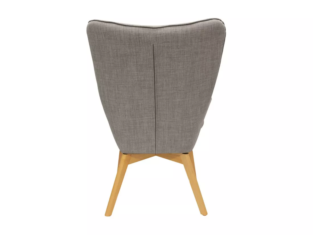 HAYNA - Fauteuil Gris et Piétement Naturel