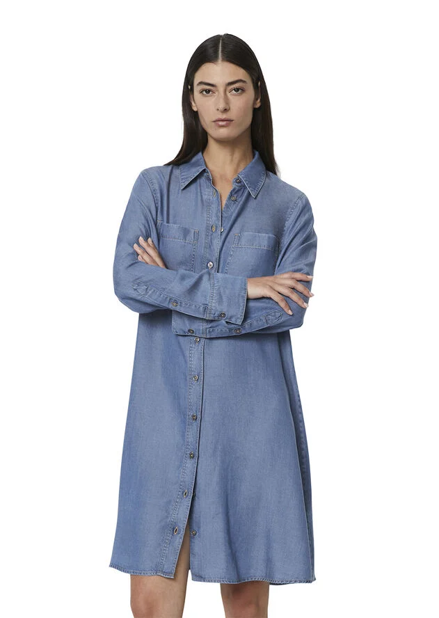 Marc O’Polo Dress, shirt dress, H-line, long sl Washed sky