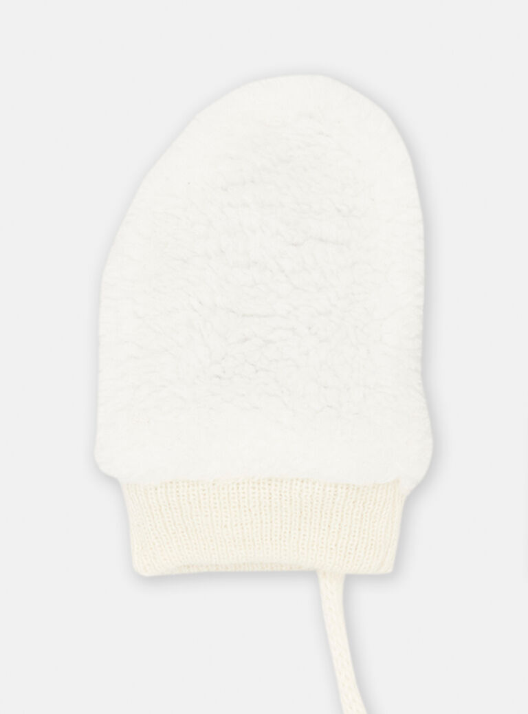 Mouffles en soft-boa blanc crème pour bébé