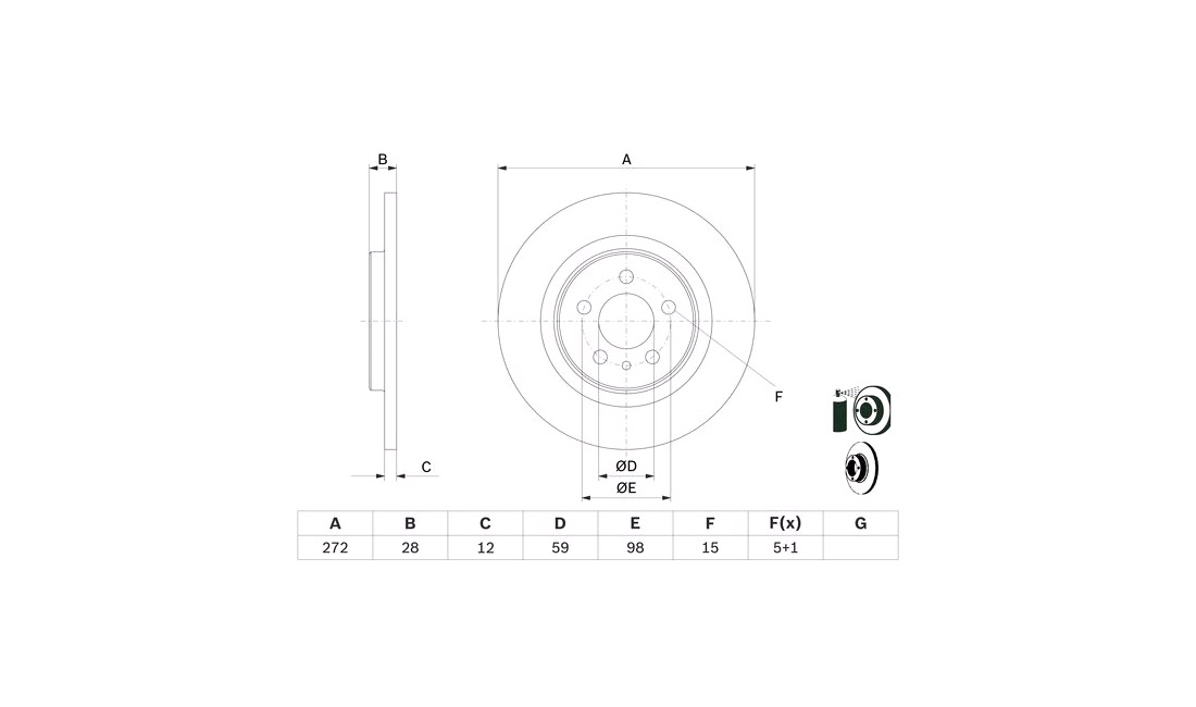 Bremseskive 272 x 12 mm