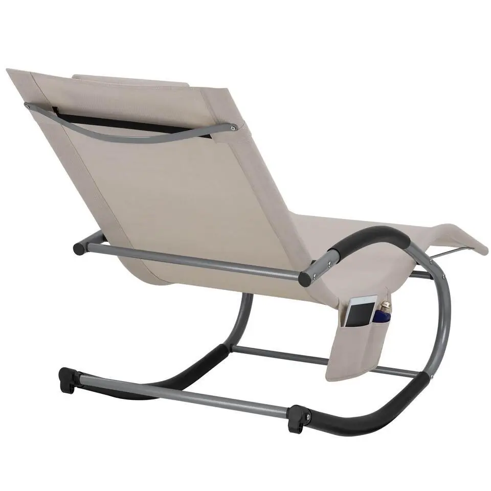 tectake Ligstoel Taya, ergonomisch, schommelfunctie, Beige