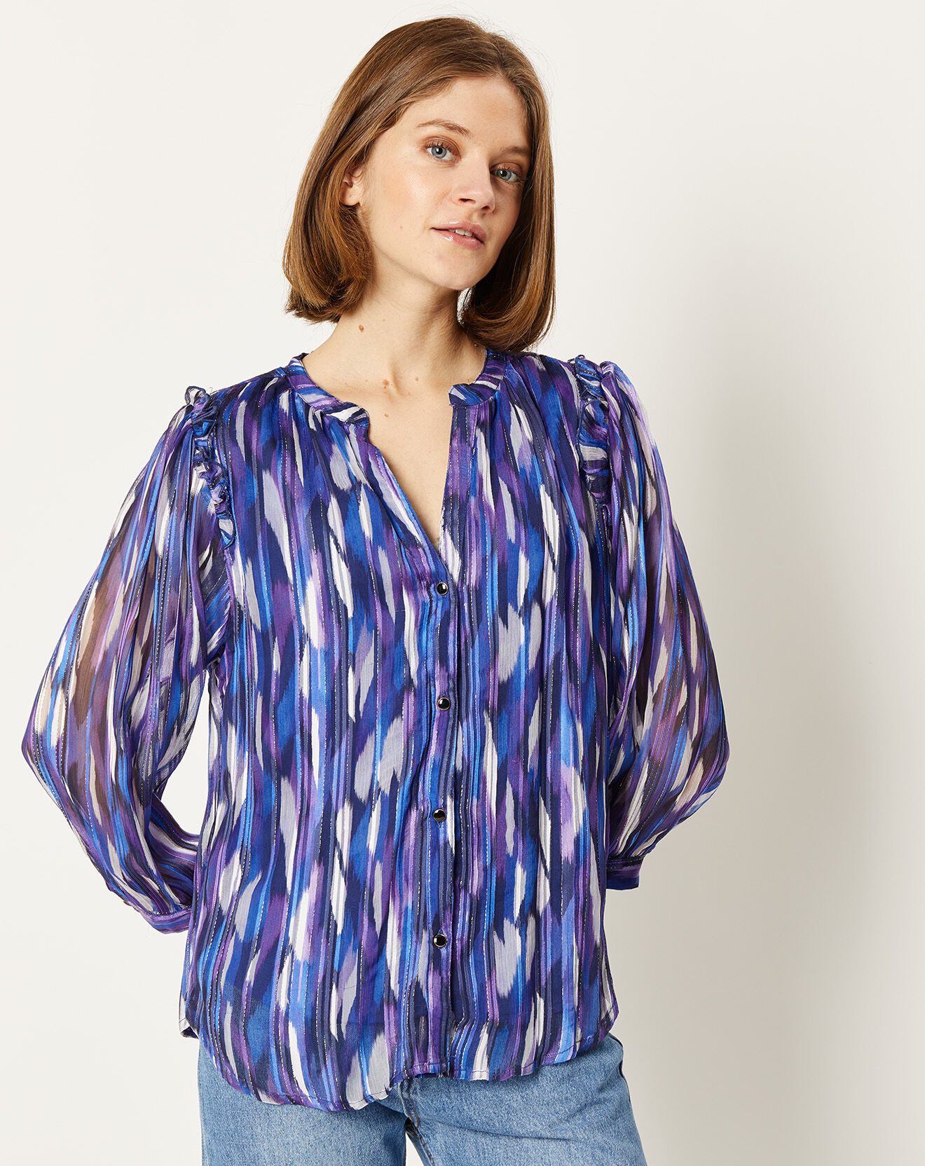 La Petite Etoile Chemise doublée Venchi imprimée bleue