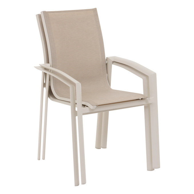 Ensemble table de jardin extensible AXIOME + 12 fauteuils AXANT Argile