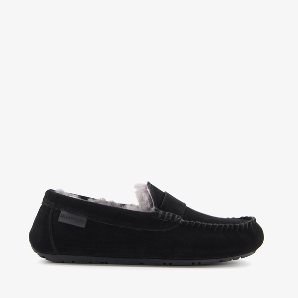 Hush Puppies suede dames pantoffels zwart