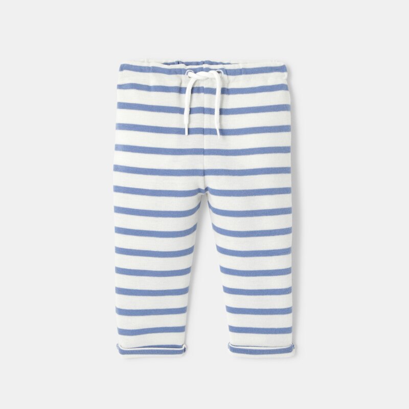 Pantalon en coton gratté à rayures bleu mixte Absorba Bleu