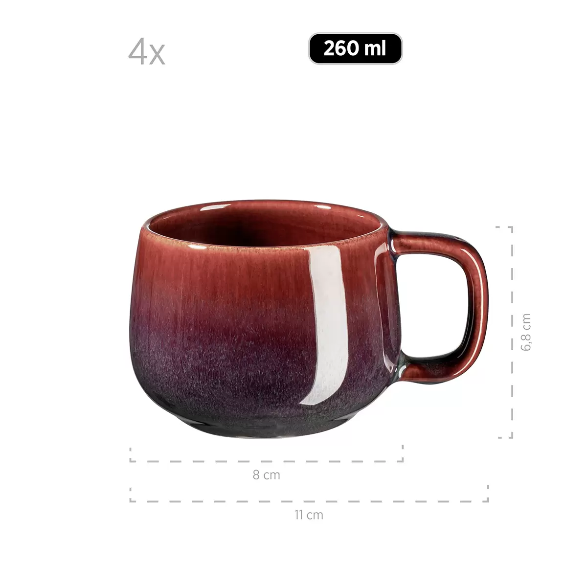 Kaffee Geschirrset 12tlg. ELINA UNO braun,rot