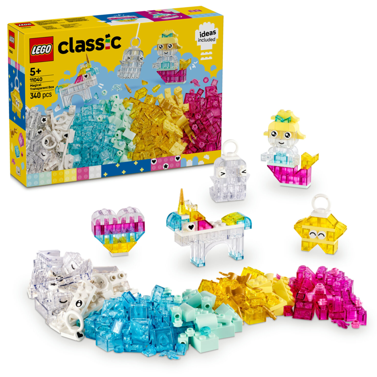 LEGO® Classic 11040 Zauberbox mit durchsichtigen Steinen, Bunte Bausteine ab 5 Jahren