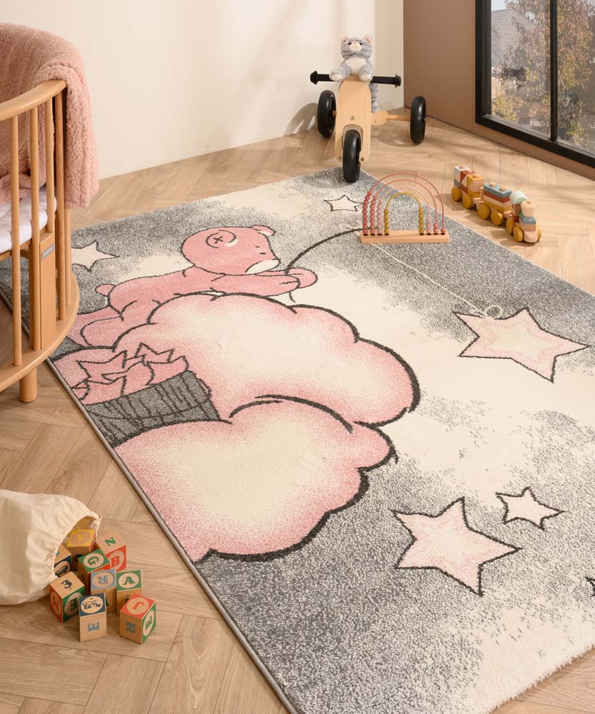 Tapeso Kindervloerkleed - Beer roze - 140x200 cm