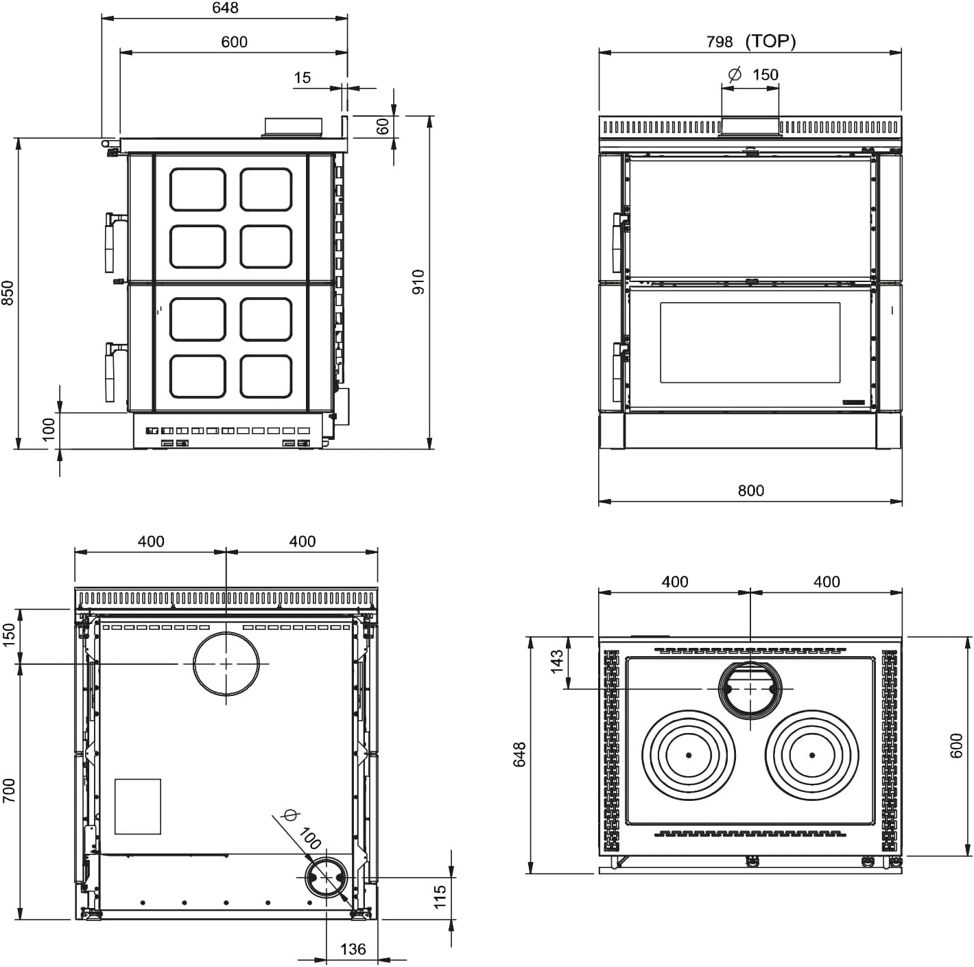 La Nordica 7016261 Verona XXL Majolika Küchenofen Weiß Infinity/A+