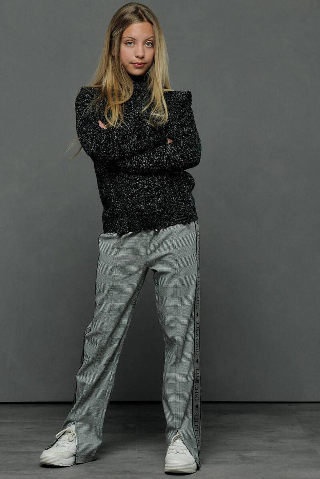 ELLE CHIC geruite broek zwart