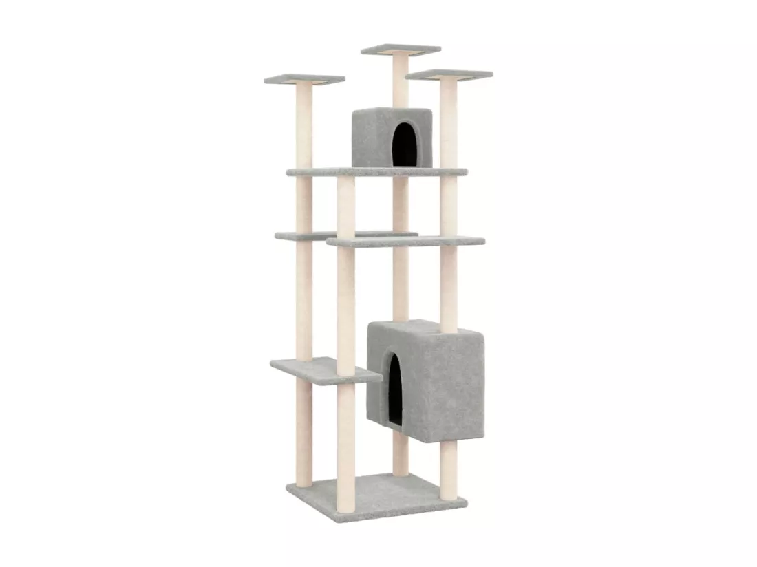 Arbre à chat avec griffoirs en sisal Gris clair 162 cm