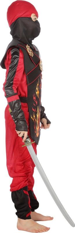 Ninja - Kostuum - Rood - Broek/Hes/Bovendeel/Kap