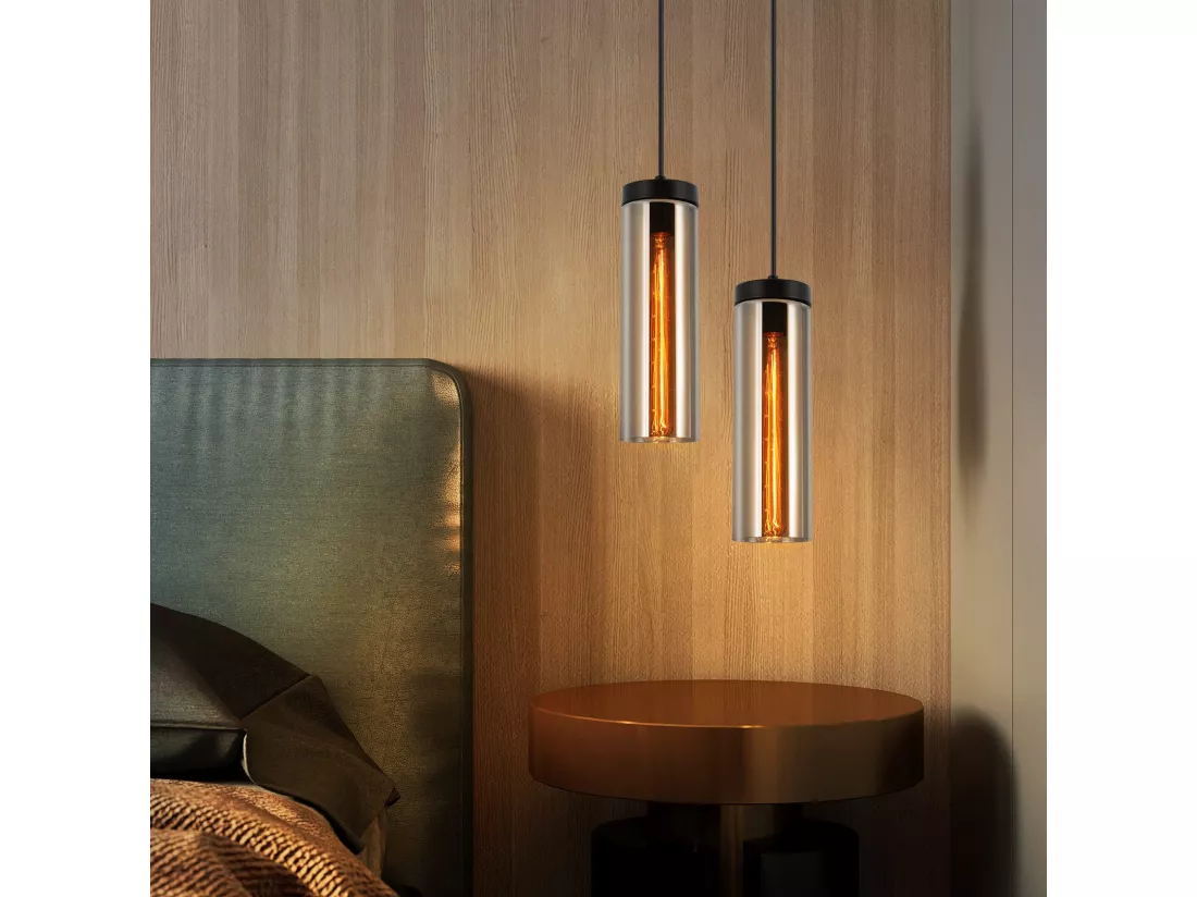 Lampe à Suspension Pour Table à Manger En Verre Noir Mat Rétro 1 Flamme E27