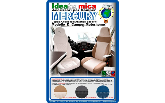 Ideatermica Mercury D Sitzbezug mit integrierter Kopfstütze und Gurten 2 Stück