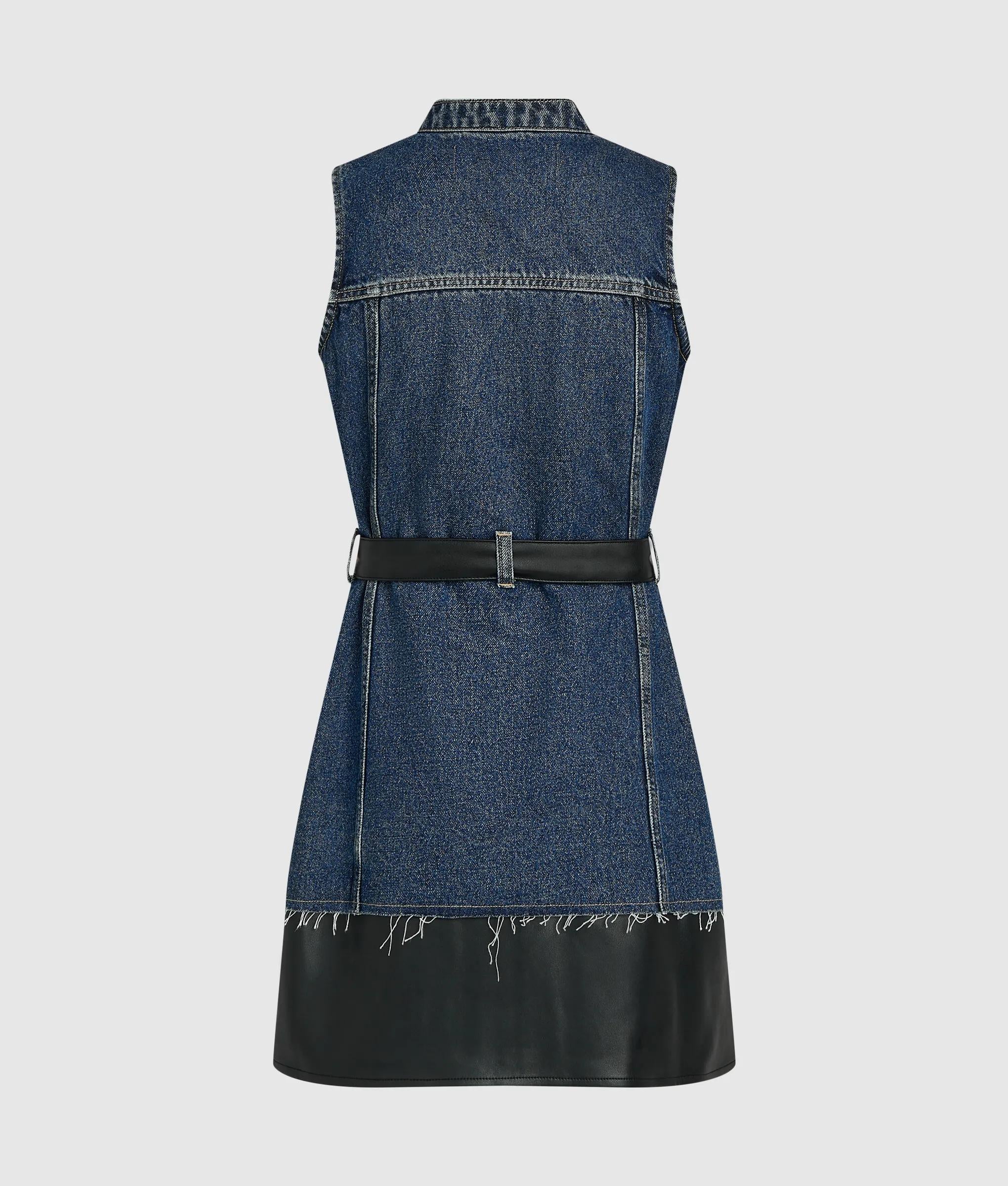 Jurk van kunstleer en denim