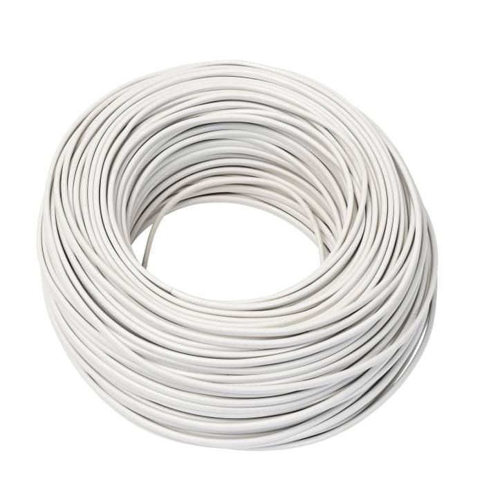Ledning 100 m. 2 x 0,75 mm². Flad HVID