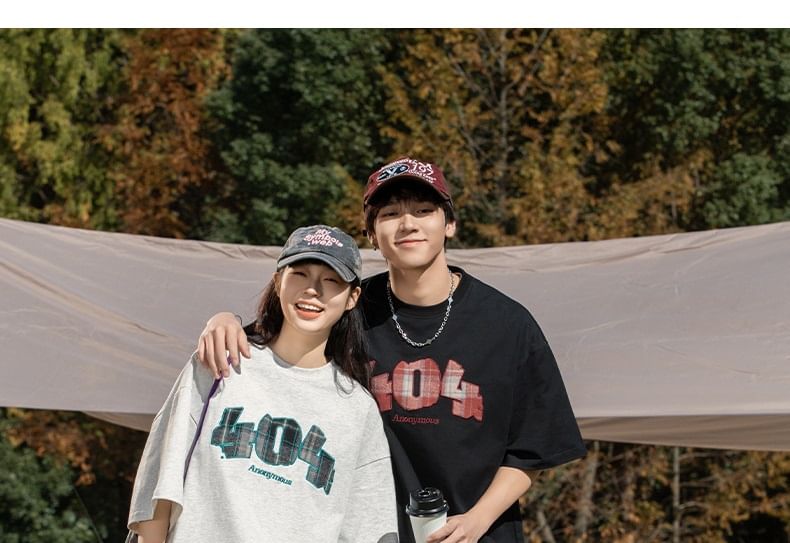 Really Point - Koppel bijpassende korte mouwen ronde hals drop shoulder nummering oversized T-shirt
