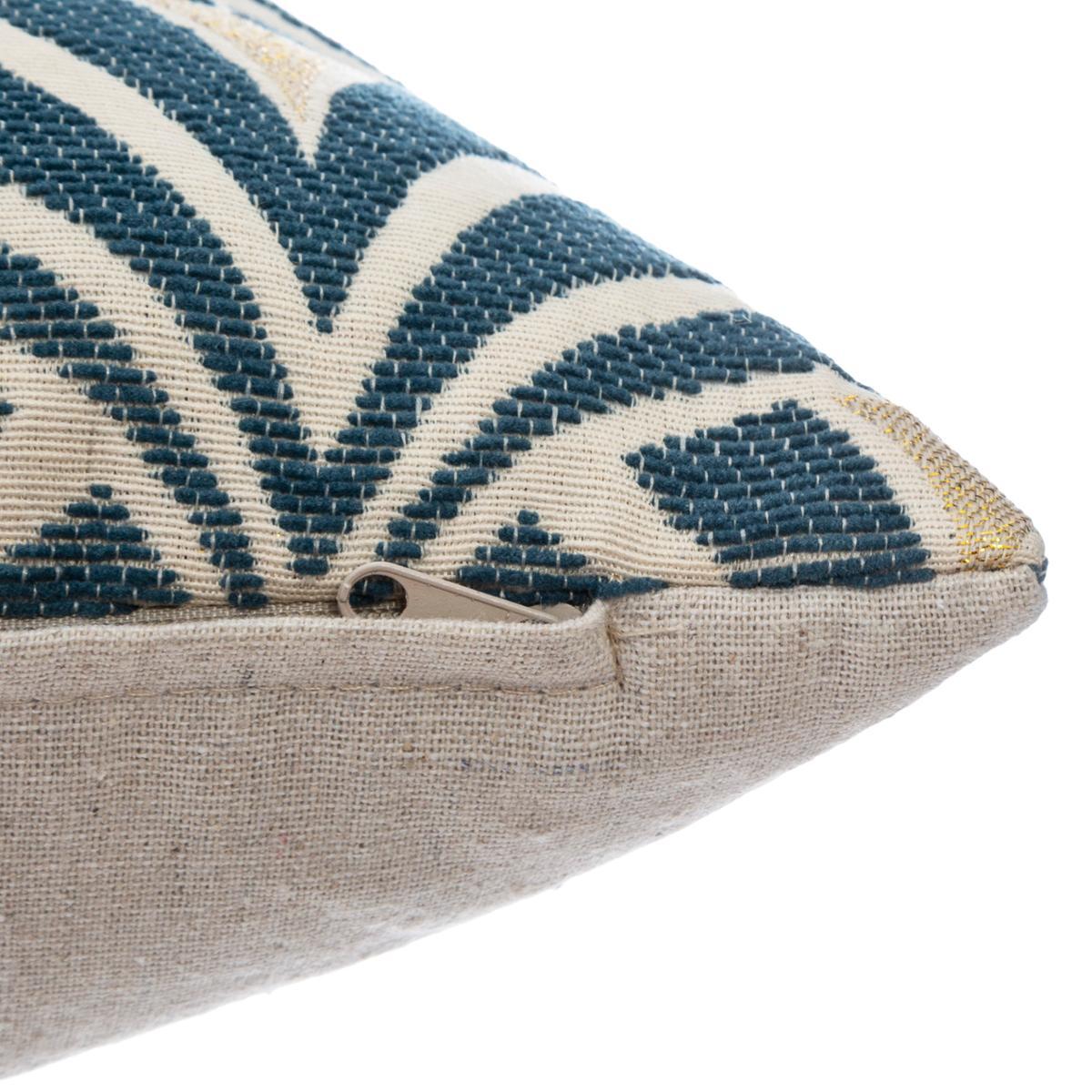 HOUSSE COUSSIN CHENILLE ART DECO BLEU 40X40CM