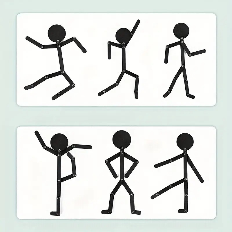 (25-tlg. Set) Kinder Holz Strichmännchen Puzzle Spiel Stickman Lern Spielzeug inkl. Aktionskarten