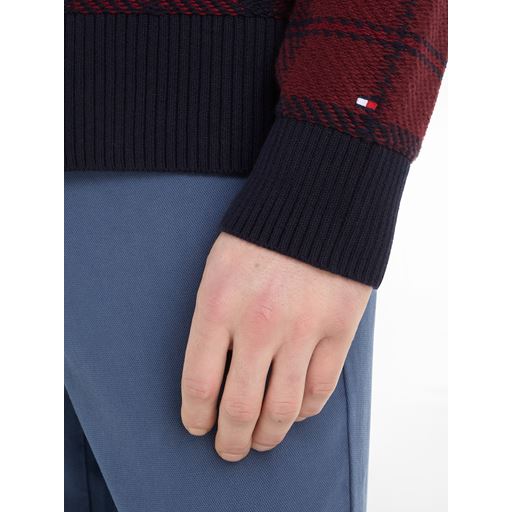 Tommy Hilfiger Check Texture Striktrøje, Deep Rouge Multi, XXL