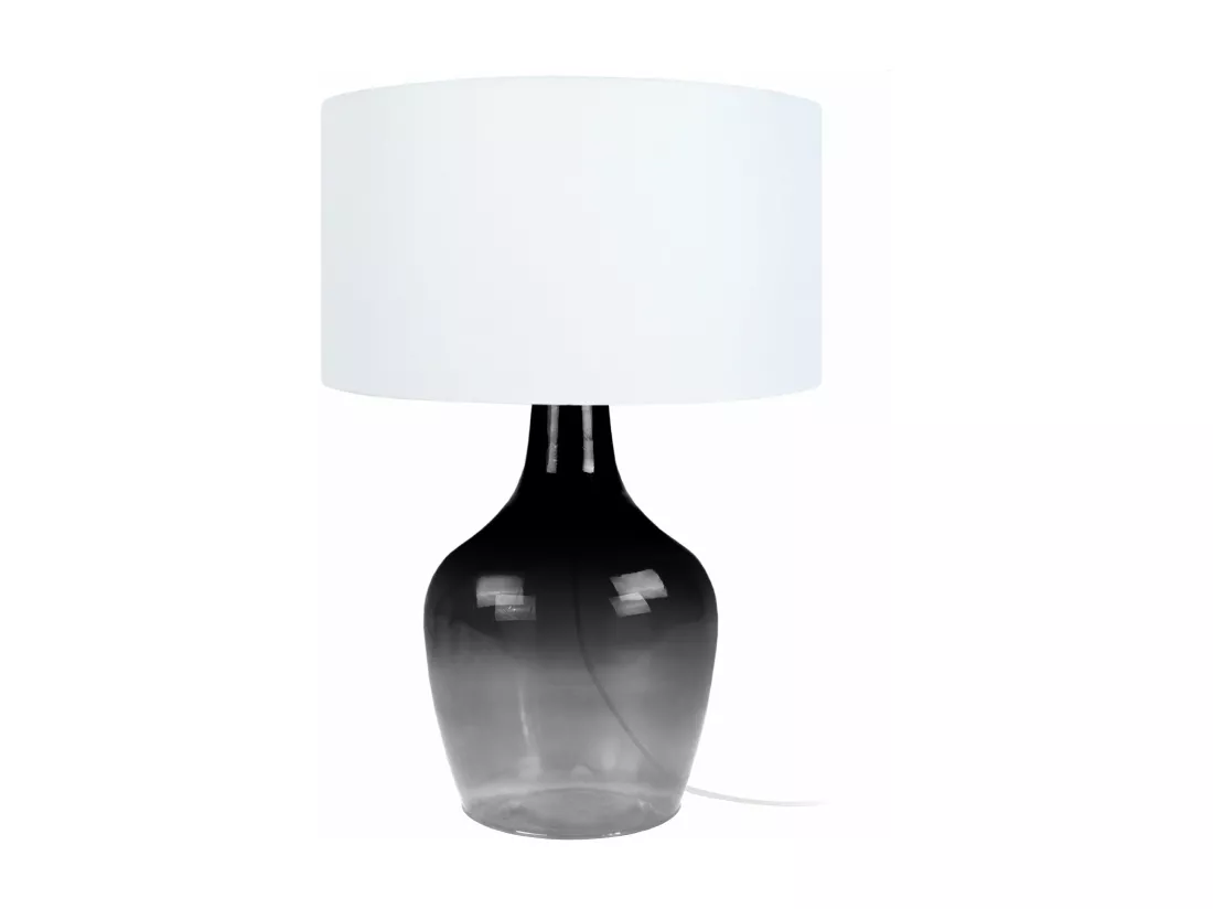 Lampe de chevet bouteille verre fumé 37 cm.