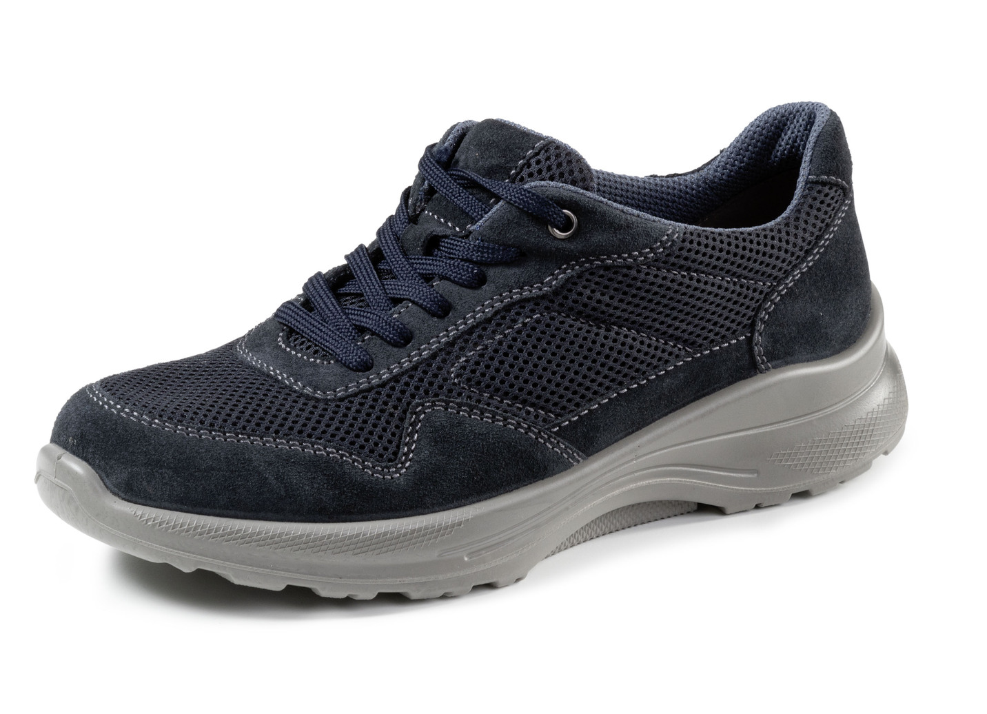 Schnürschuh aus Veloursleder und Textilmaterial