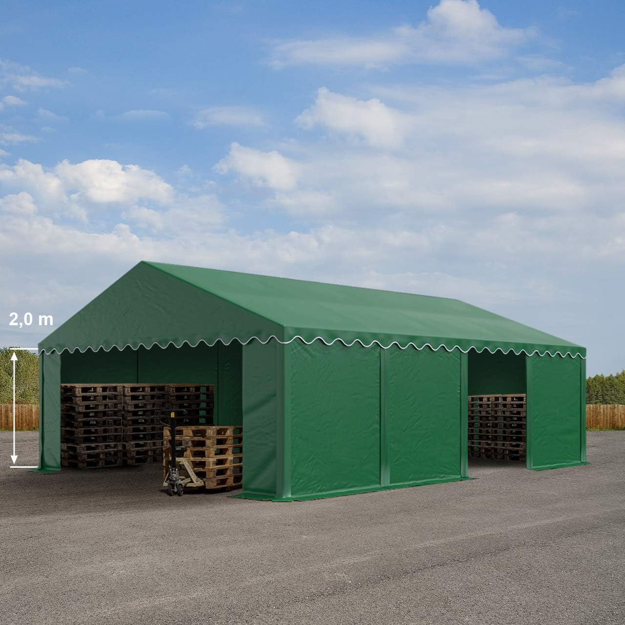 TOOLPORT Lagerzelt 5x8 m Zelthalle Unterstand Weidezelt PVC Plane 700 N wasserdicht in dunkelgrün