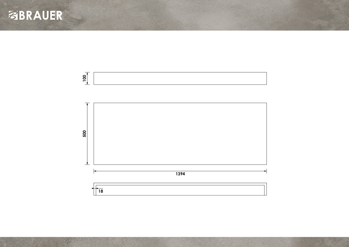 Brauer Creek vrijhangend wastafelblad 140cm taupe mat