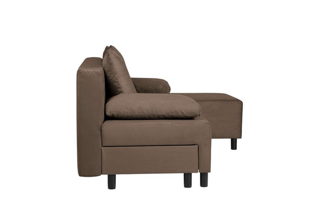 Home affaire Ecksofa »IWALANI, Schlafsofa mit Bettkasten, Recamiere beidseitig montierbar« L-Form, B/T/H 199/135/83 cm, Struktur weich & Velvet