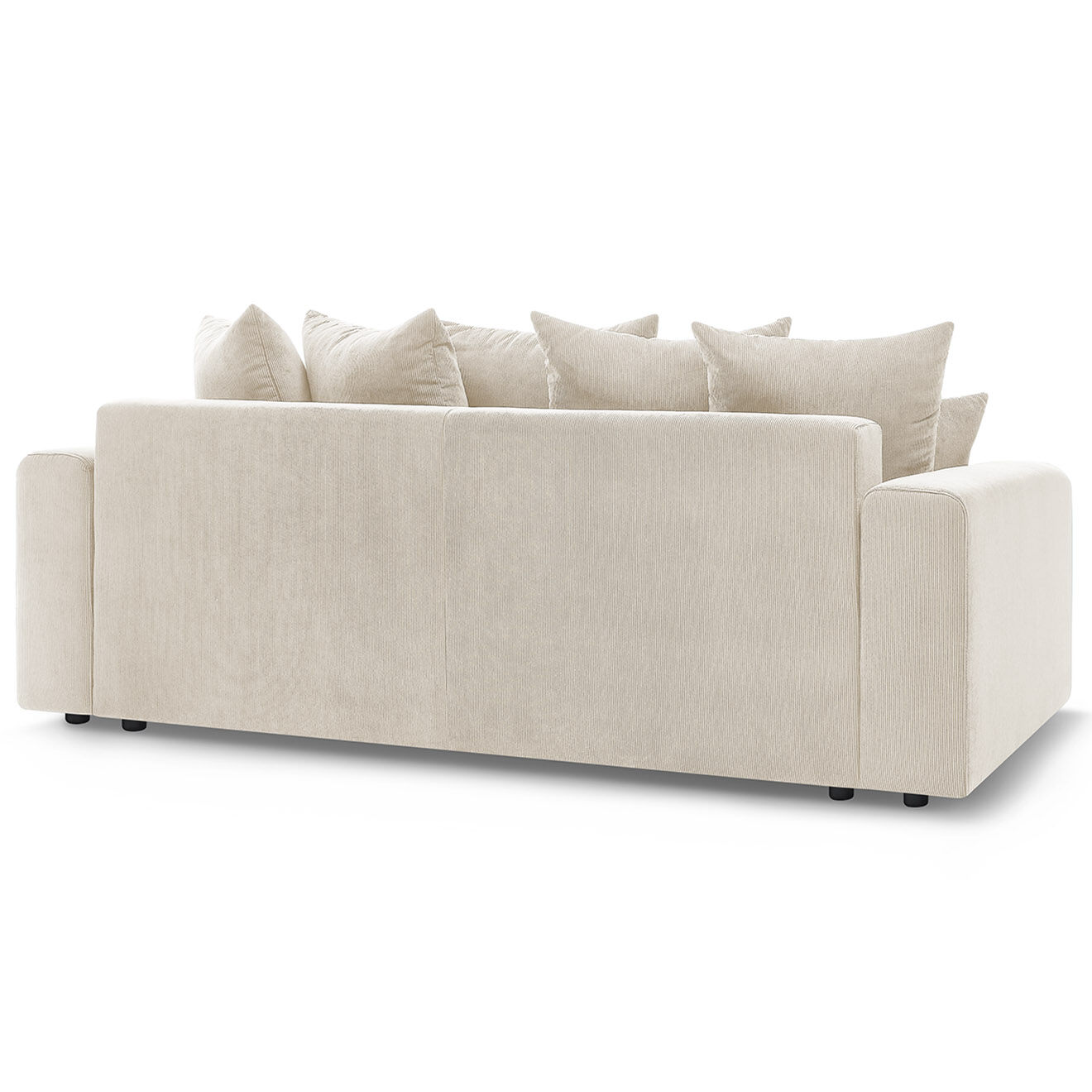 Bobochic Canapé droit fixe 3 places envy velours côtelé beige - 240x100x95 cm