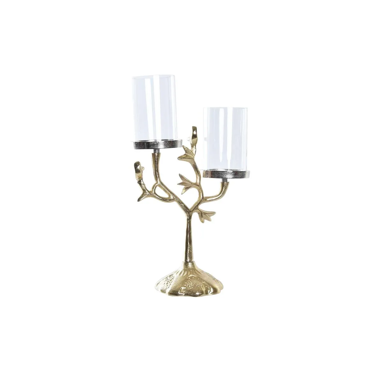 DKD Home Decor Pot à bougie verre doré