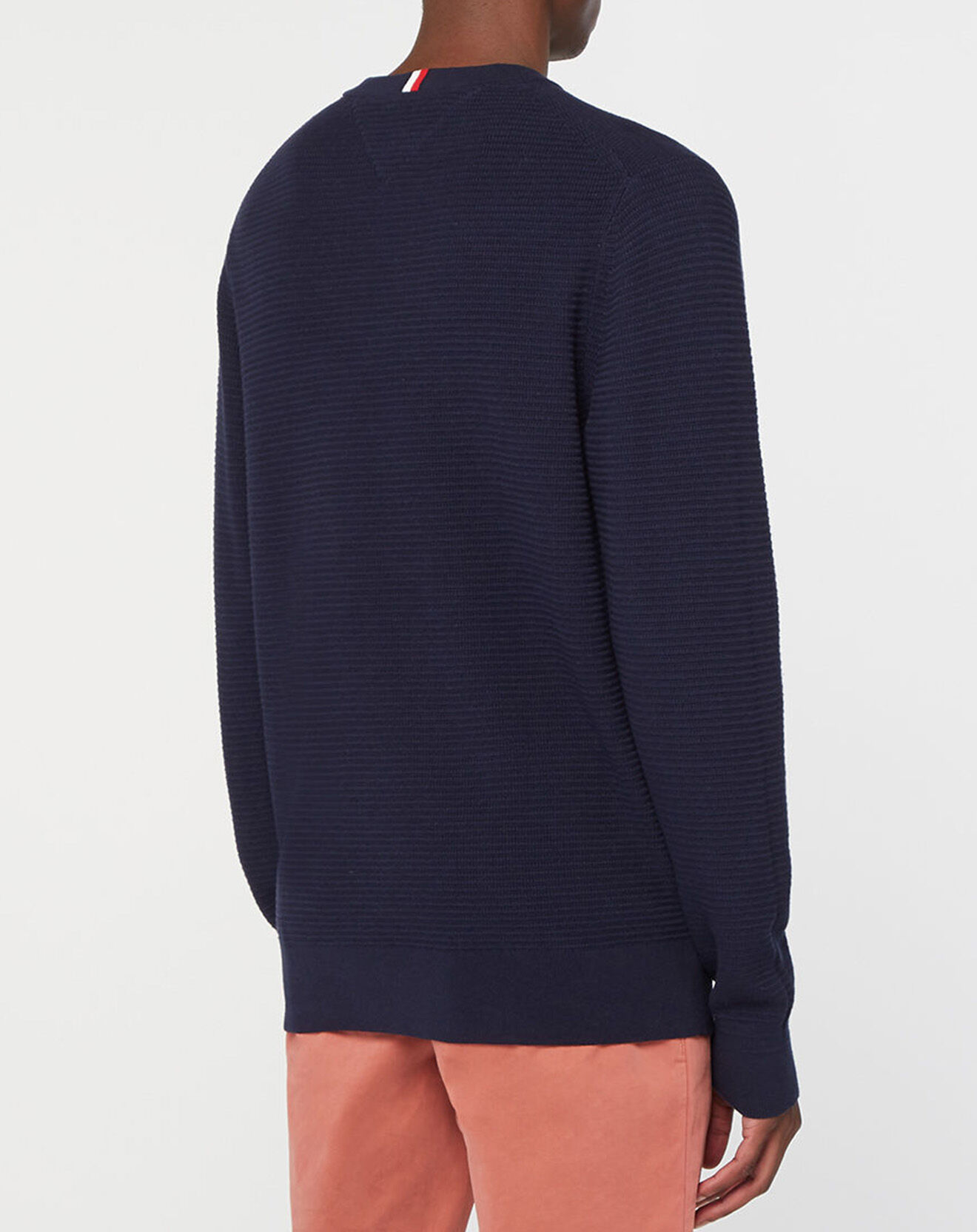 Tommy Hilfiger Pull 100% Coton Bio Structure bleu marine