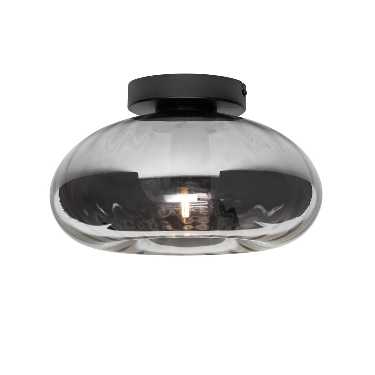 Art Deco plafondlamp zwart met smoke glas - Ayesha