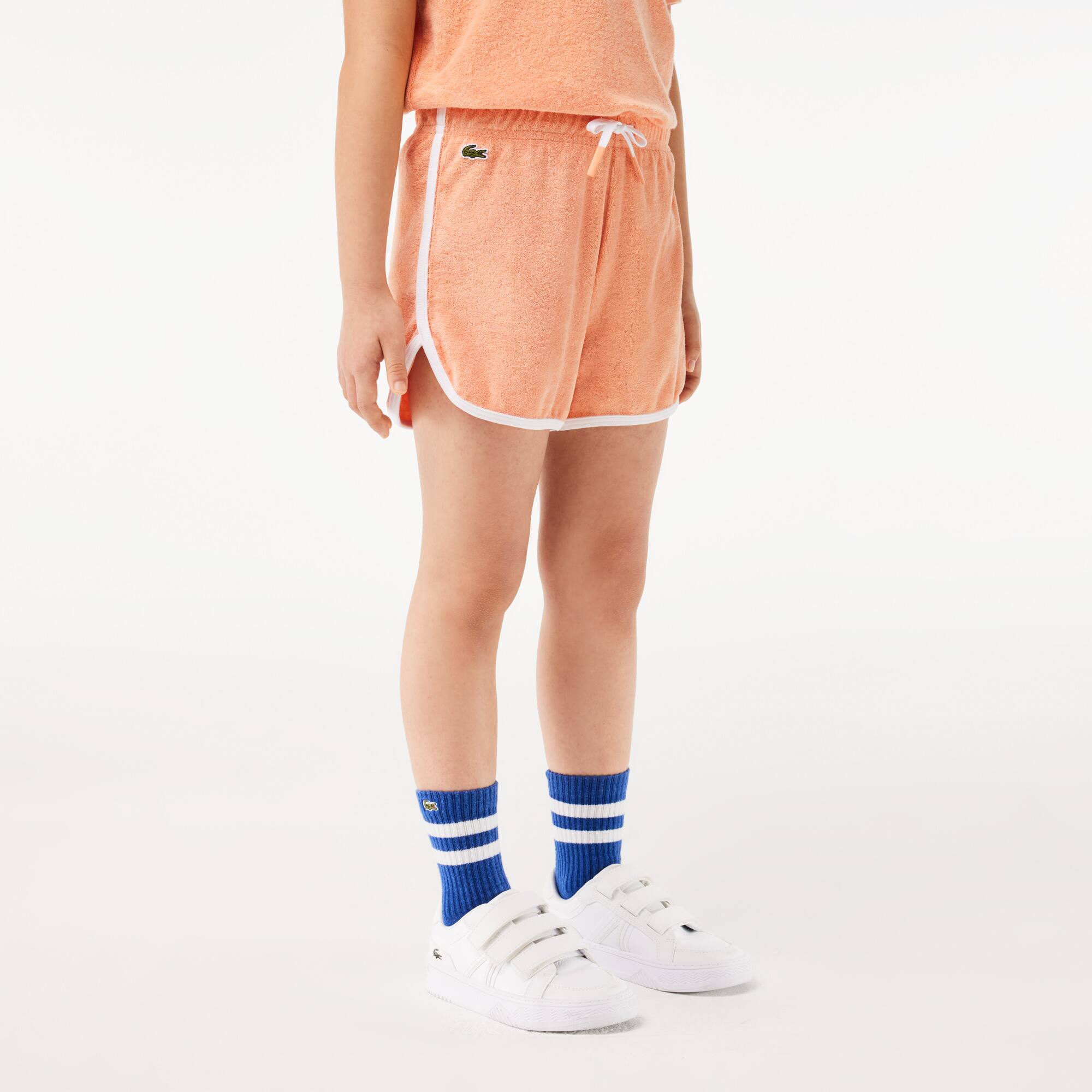 Frottee-Shorts mit Kontrast-Streifen Hosen & Kleider - Orange - Lacoste - Mädchen